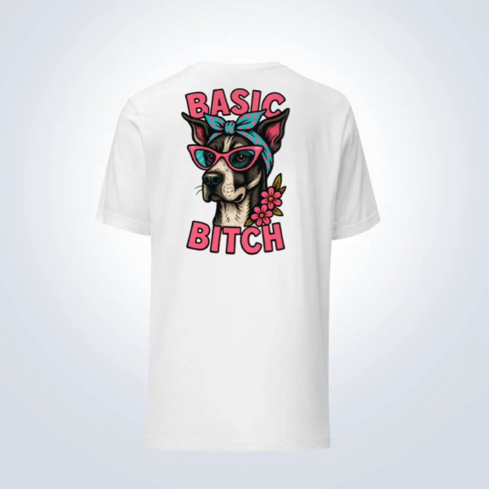 Basic Bitch Great Dane T-Shirt – White – Back View