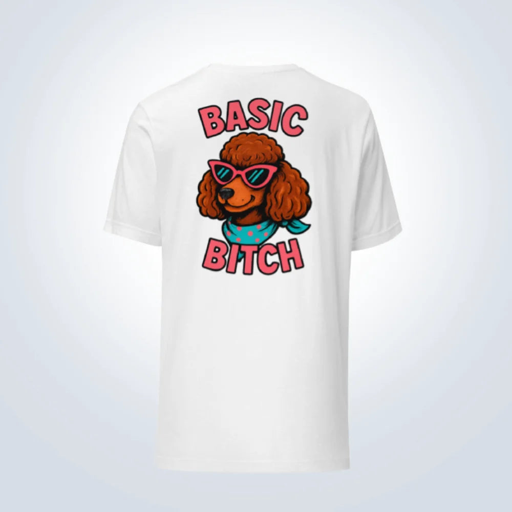 Basic Bitch Miniature Poodle T-Shirt – White – Back View