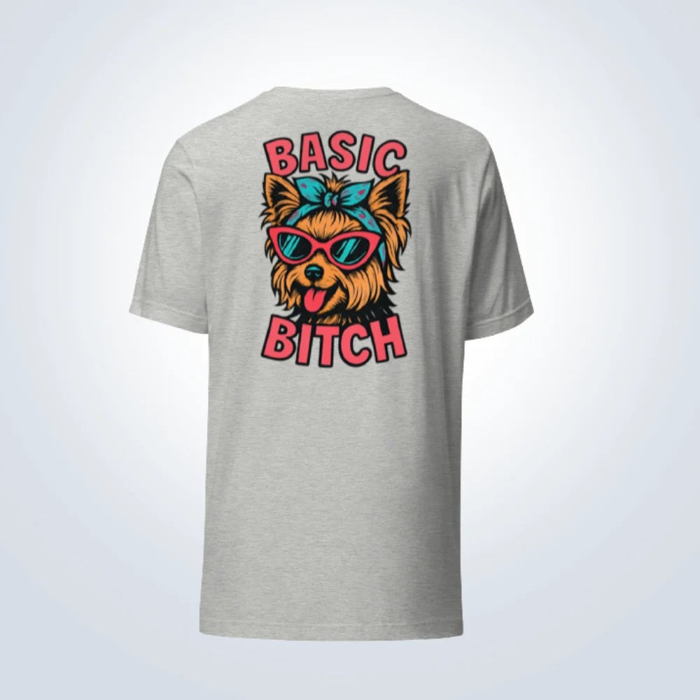 Basic Bitch Yorkshire Terrier T-Shirt – Grey – Back View