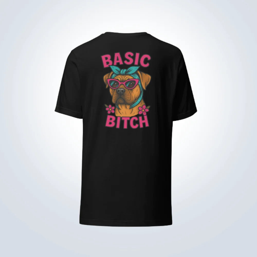 Basic Bitch Bull Mastiff T-Shirt – Black – Back View