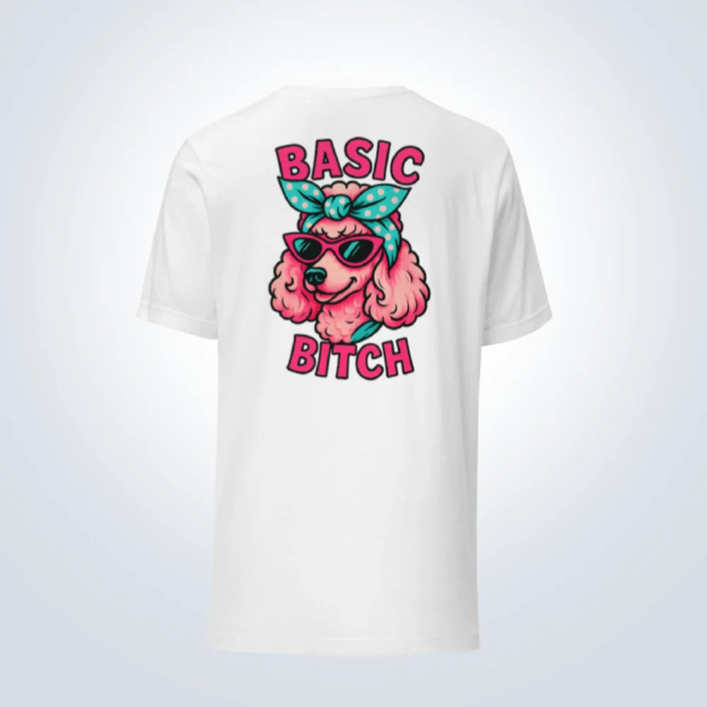 Basic Bitch Poodle T-Shirt – White – Back View