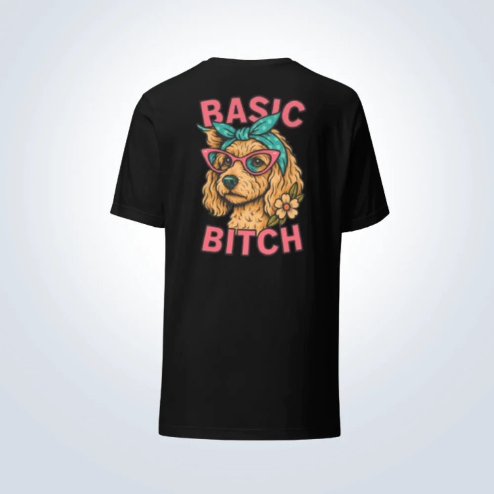 Basic Bitch Spoodle T-Shirt – Black – Back View