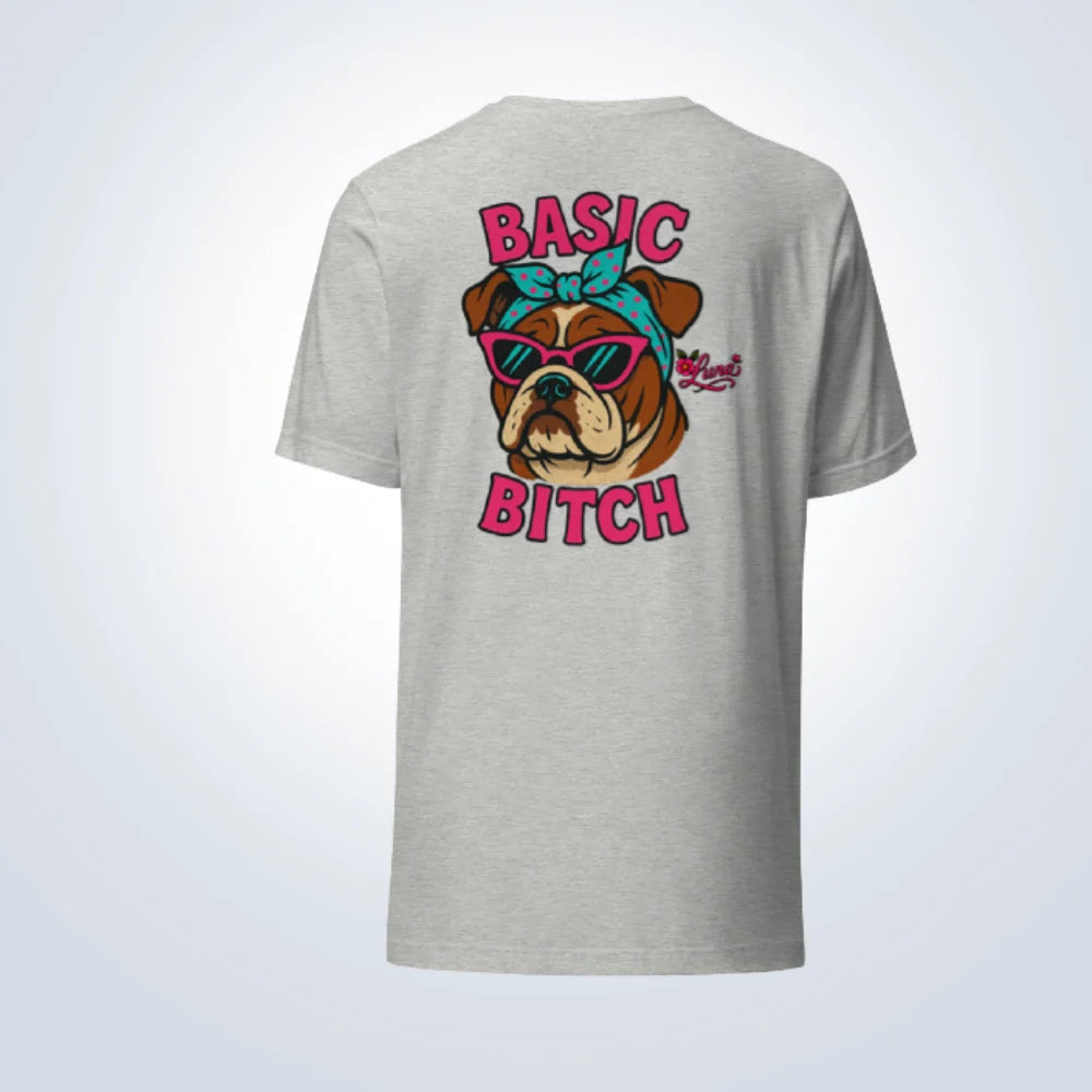 Basic Bitch Bulldog T-Shirt – Grey – Back View