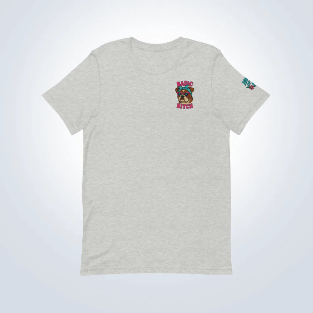 Basic Bitch Bulldog T-Shirt – Grey – Front Flat lay