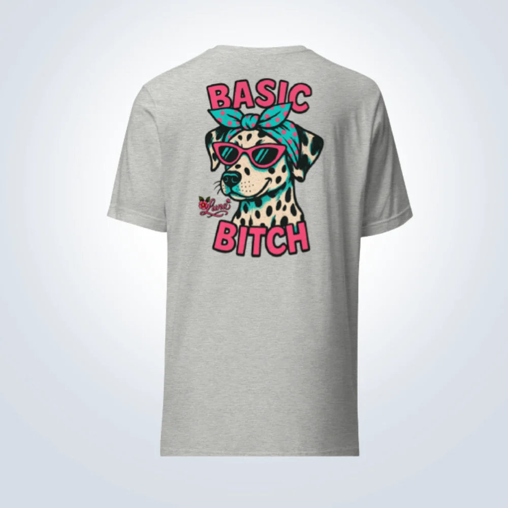 Basic Bitch Dalmatian Personalised T-Shirt – Grey – Back View