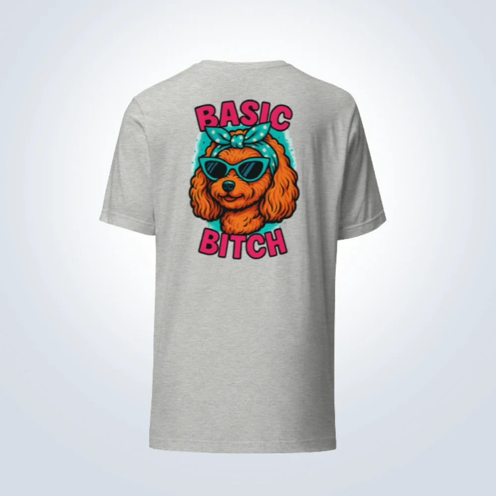 Basic Bitch Cavoodle T-Shirt – Grey – Back View