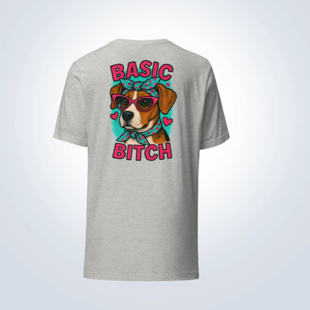 Basic Bitch Beagle T-Shirt – Grey – Back View