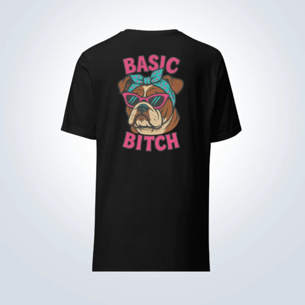 Basic Bitch Bulldog T-Shirt – Black – Back View
