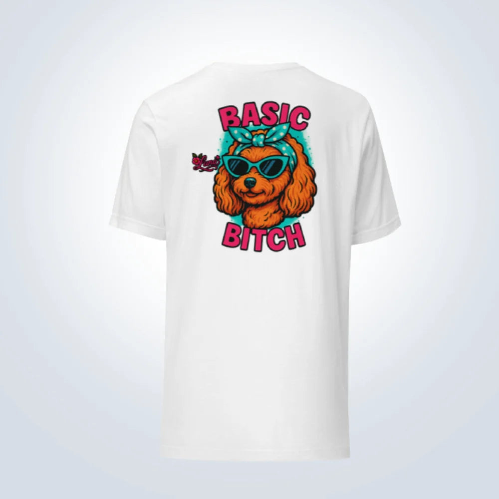 Basic Bitch Cavoodle Personalised T-Shirt – White – Front View