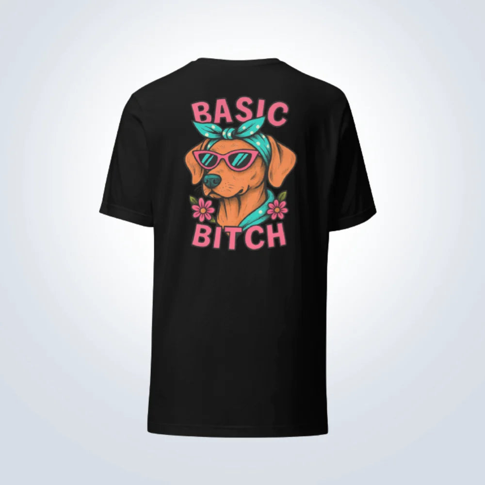 Basic Bitch Hungarian Vizsla T-Shirt – Black – Back View