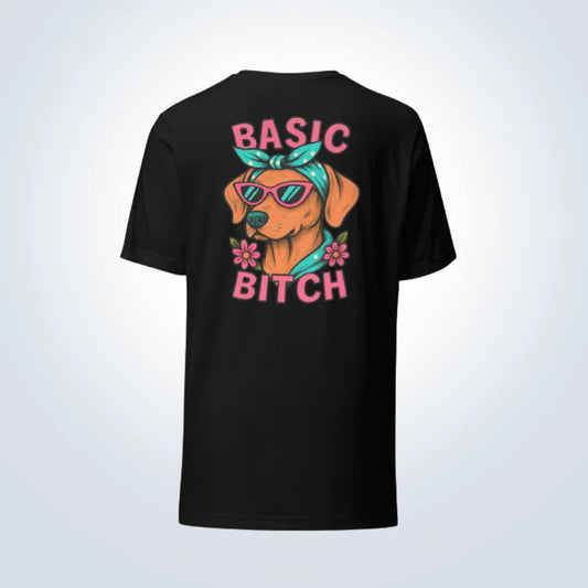 Basic Bitch Hungarian Vizsla T-Shirt – Black – Back View