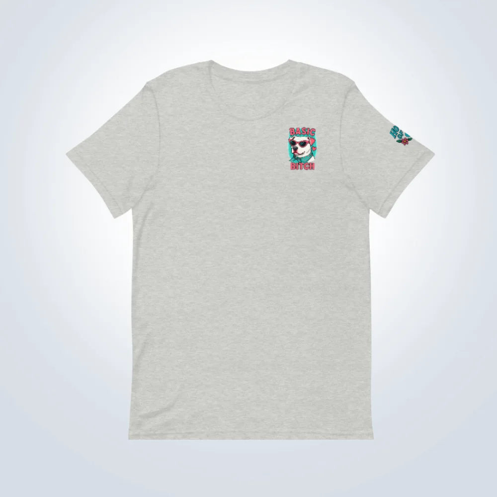 Basic Bitch Pitbull T-Shirt – Grey – Front Flat lay