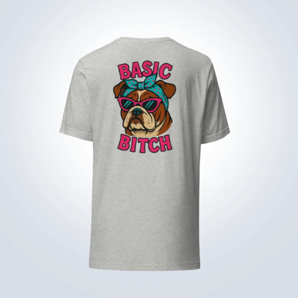 Basic Bitch Bulldog T-Shirt – Grey – Back View