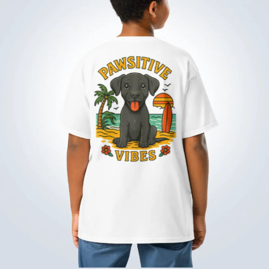Pawsitive Vibes Great Dane T-Shirt – White – Back View