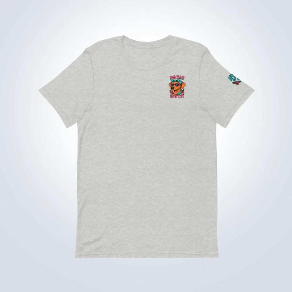 Basic Bitch Hungarian Vizsla T-Shirt – Grey – Front Flat lay