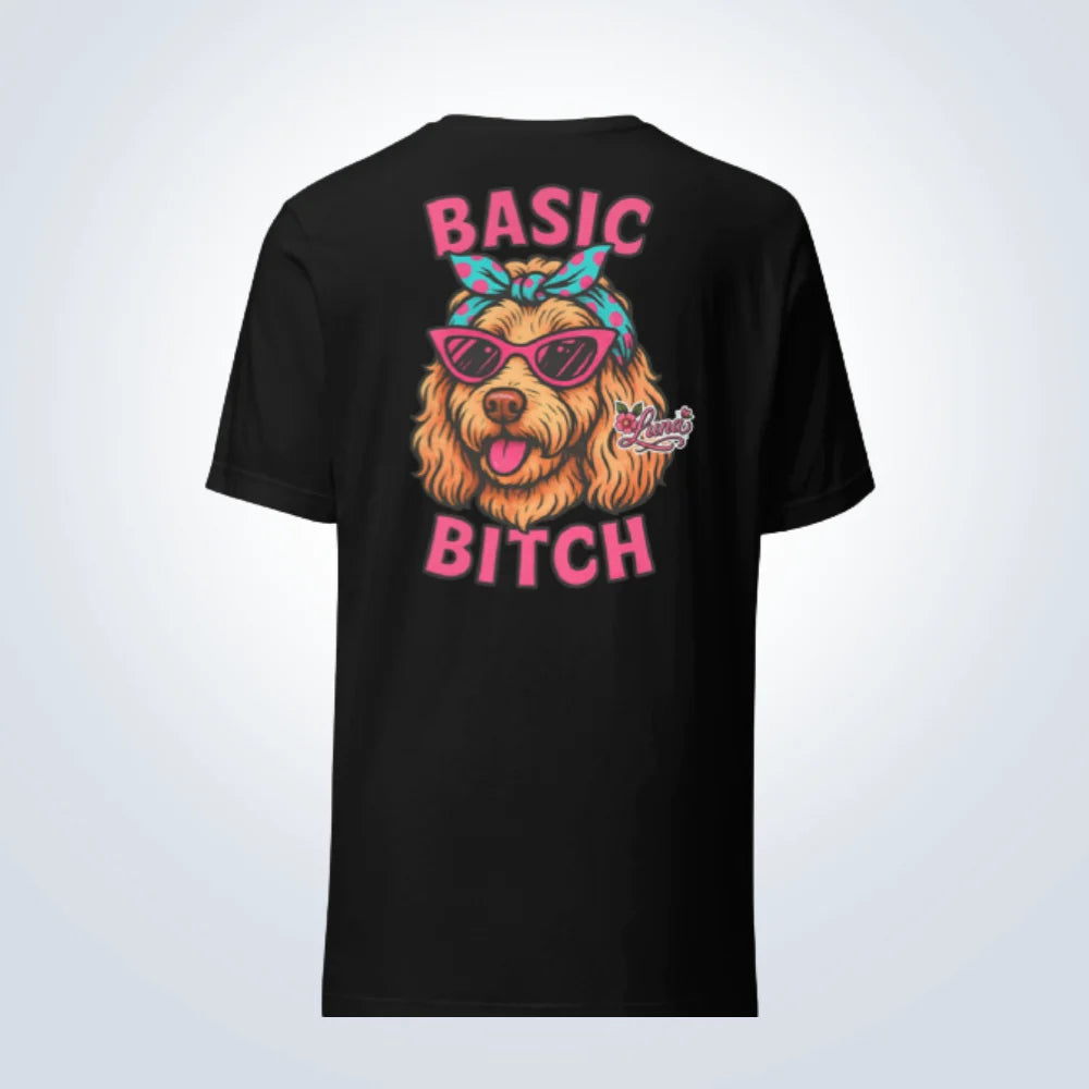 Basic Bitch Groodle Personalised T-Shirt – Black – Back View