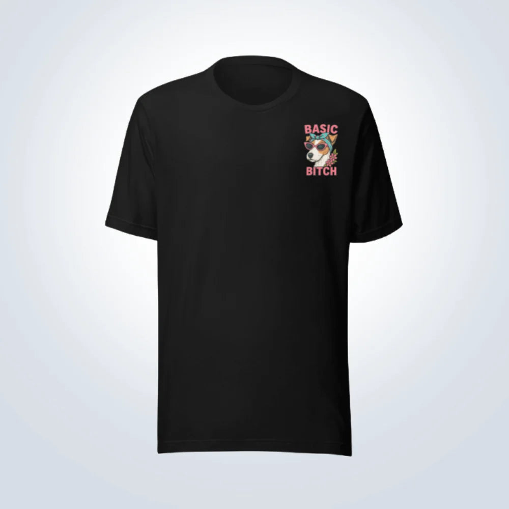 Basic Bitch Fox Terrier T-Shirt – Black – Front View