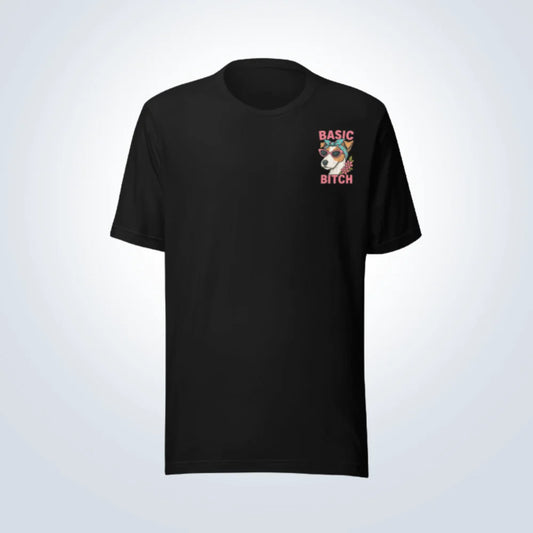 Basic Bitch Fox Terrier T-Shirt – Black – Front View