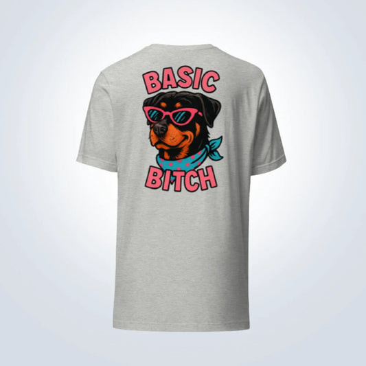 Basic Bitch Rottweiler T-Shirt – Grey – Back View