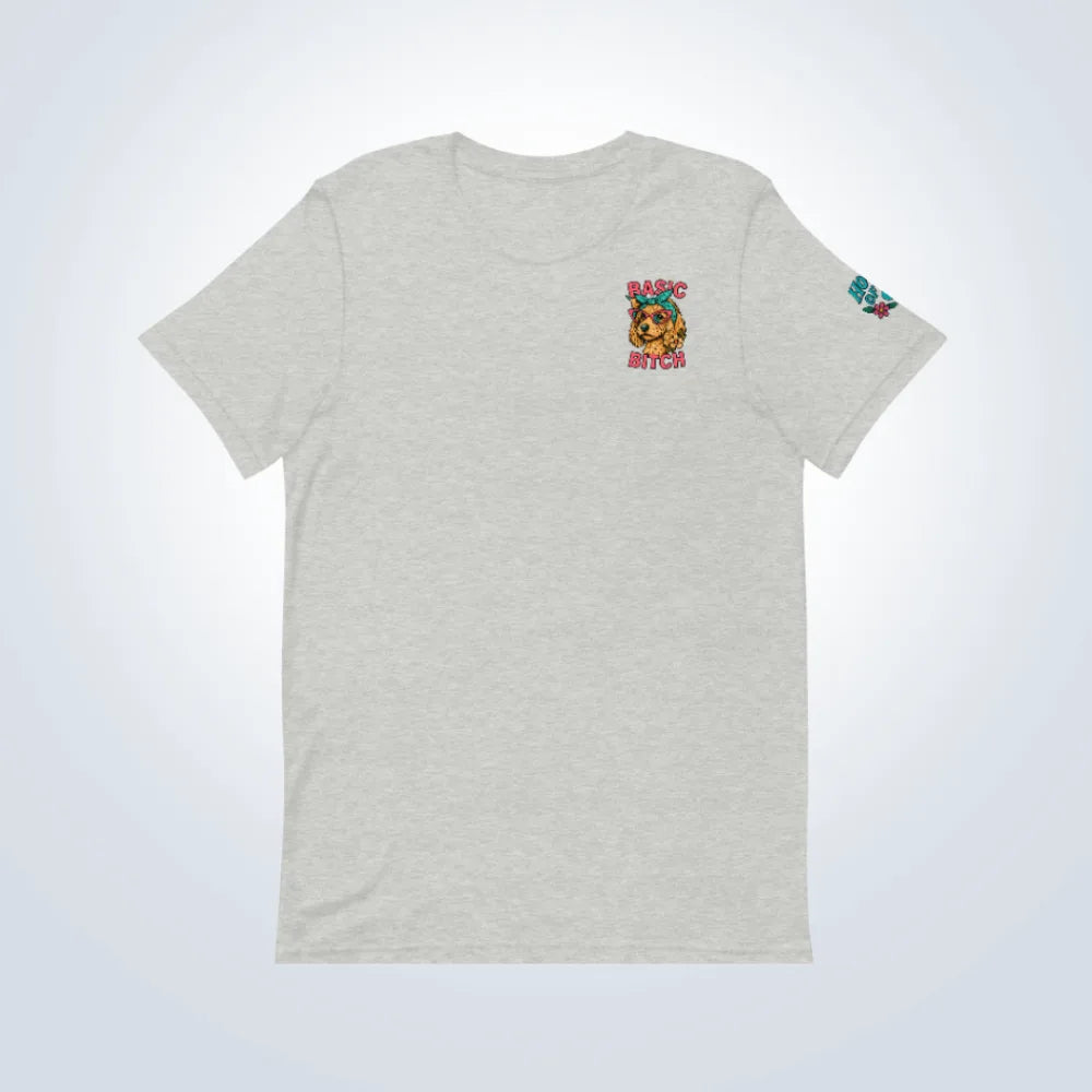 Basic Bitch Spoodle T-Shirt – Grey – Front Flat lay