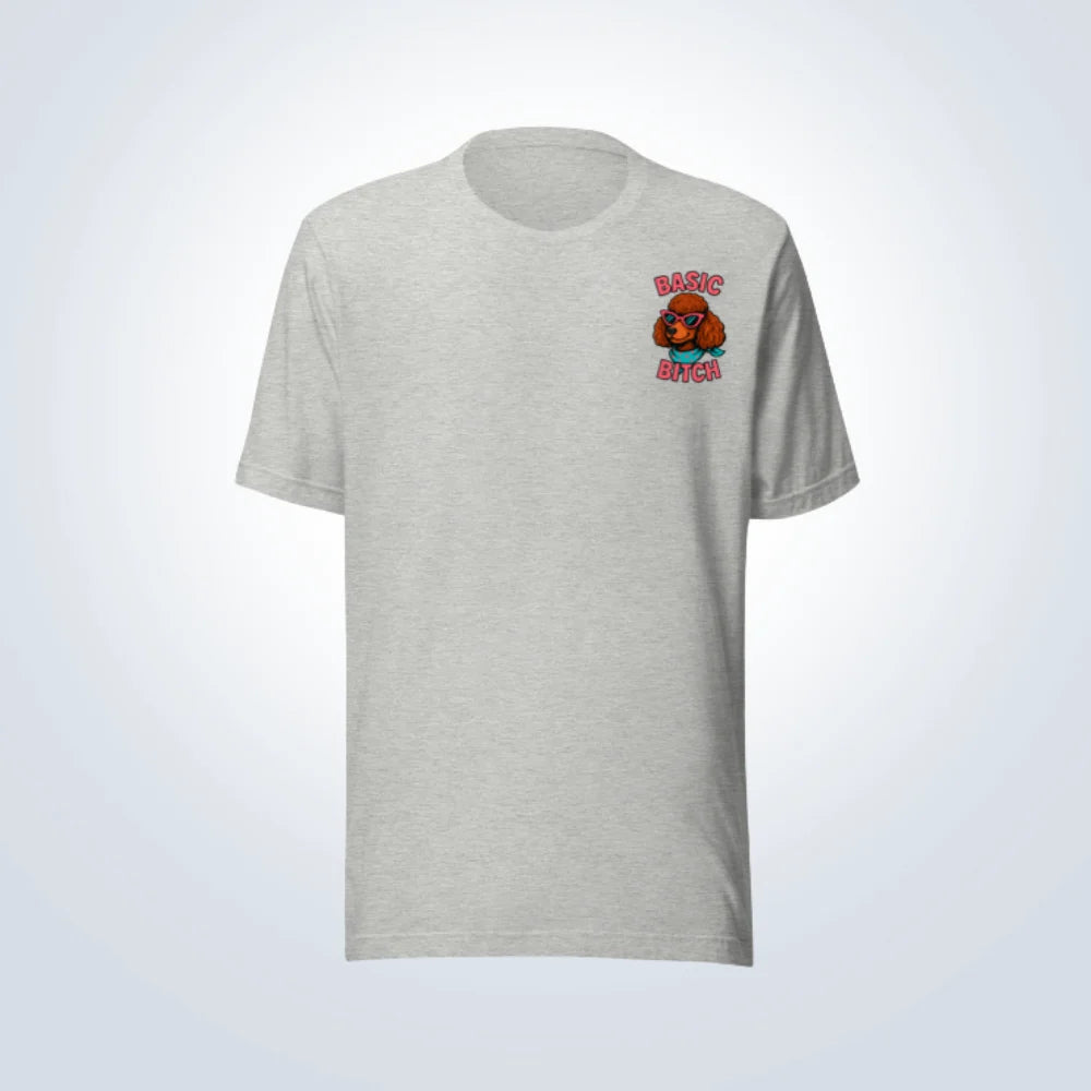 Basic Bitch Miniature Poodle T-Shirt – Grey – Front View