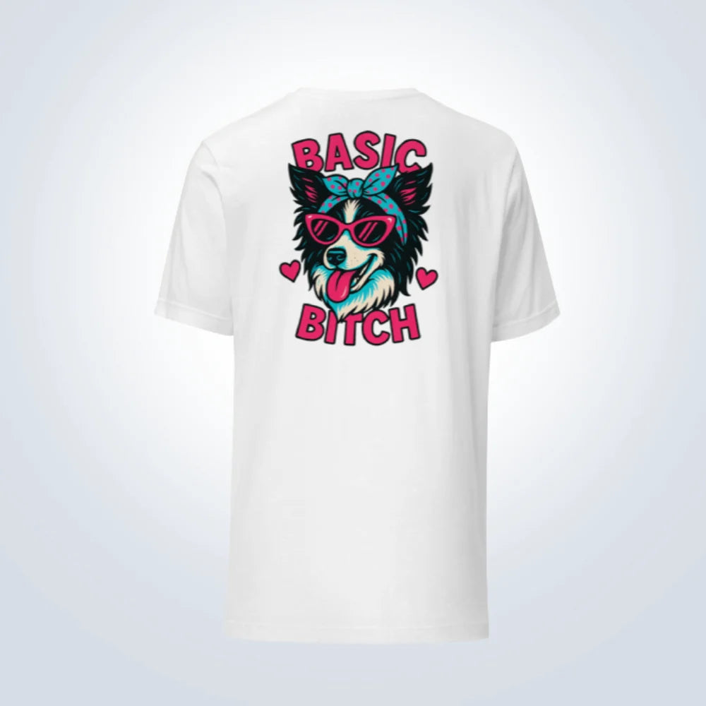 Basic Bitch Border Collie T-Shirt – White – Back View