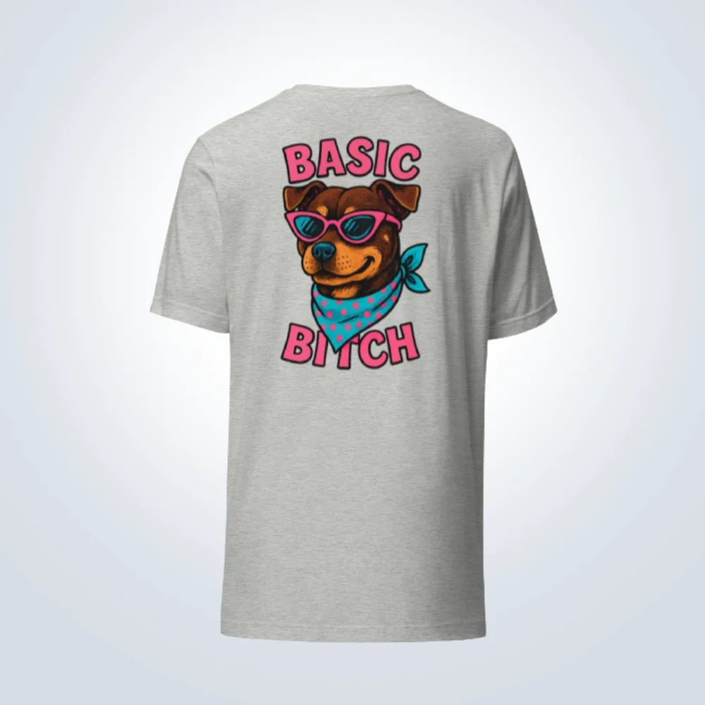 Basic Bitch Staffy T-Shirt – Grey – Back View