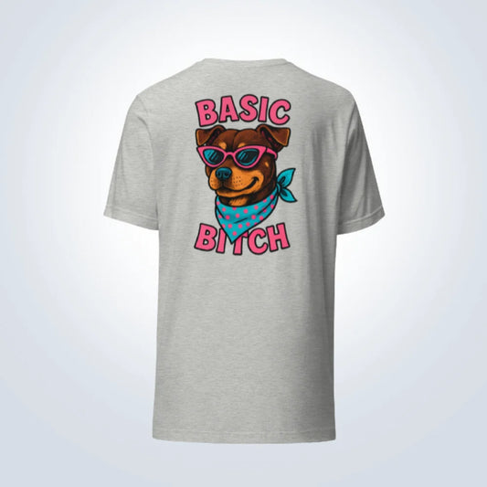 Basic Bitch Staffy T-Shirt – Grey – Back View