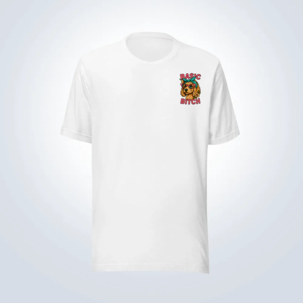 Basic Bitch Spoodle T-Shirt – White – Front View
