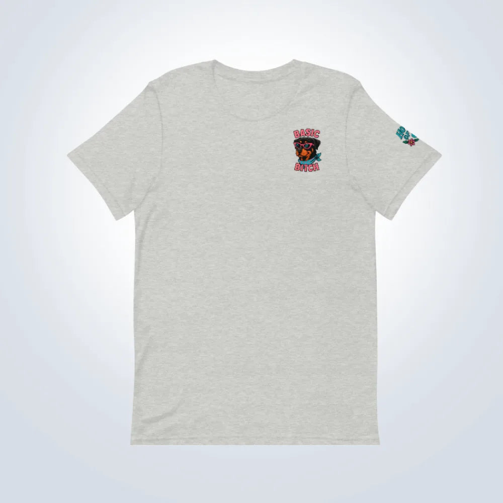 Basic Bitch Rottweiler T-Shirt – Grey – Front Flat lay