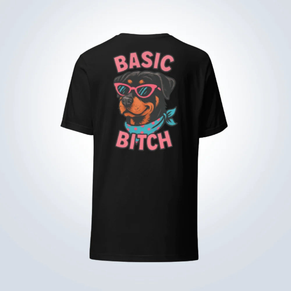 Basic Bitch Rottweiler T-Shirt – Black – Back View