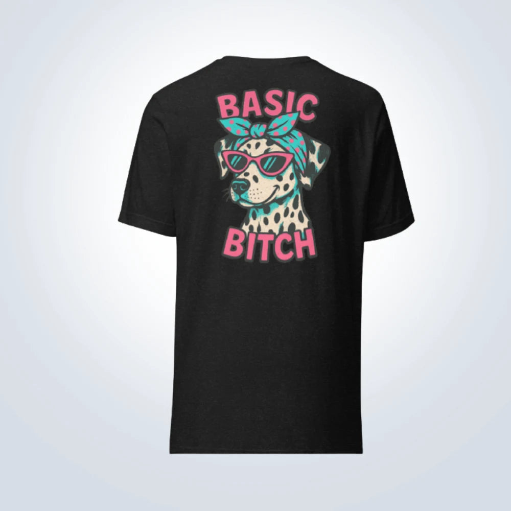 Basic Bitch Dalmatian T-Shirt – Black – Front View