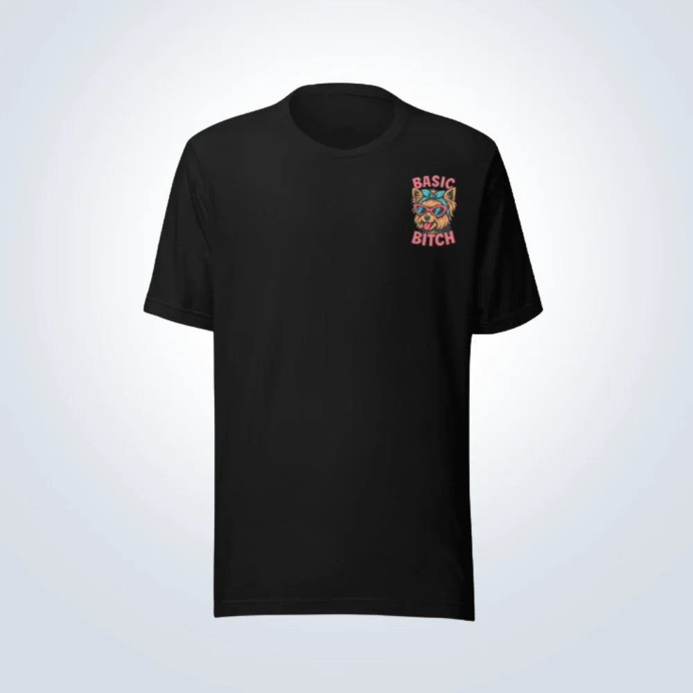 Basic Bitch Yorkshire Terrier T-Shirt – Black – Front View