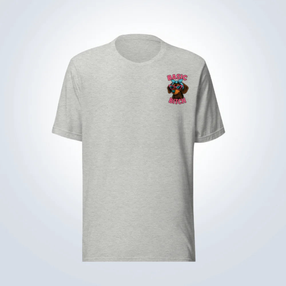 Basic Bitch Dachshund T-Shirt – Grey – Front View