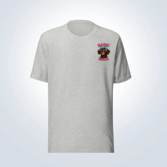 Basic Bitch Dachshund T-Shirt – Grey – Front View