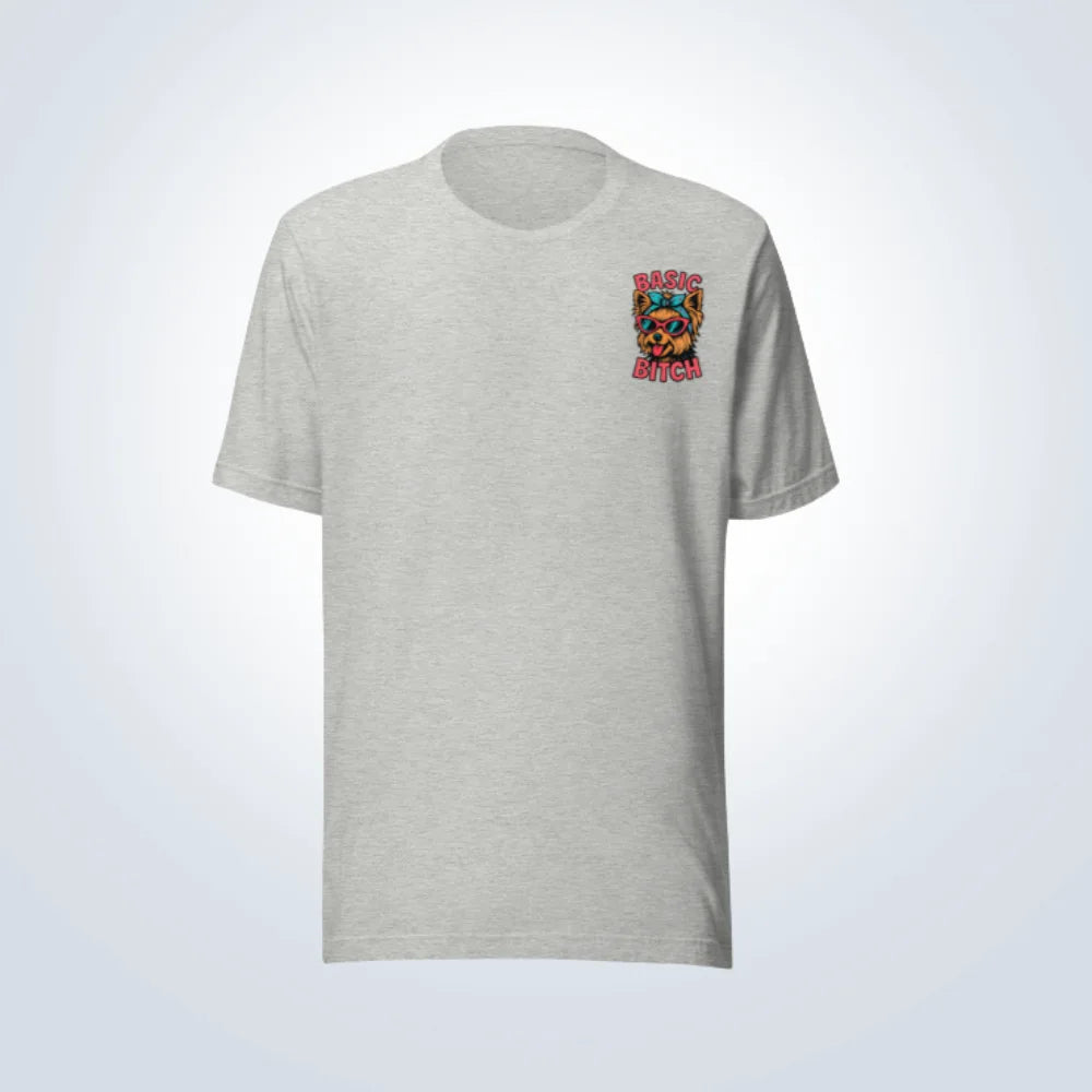 Basic Bitch Yorkshire Terrier T-Shirt – Grey – Front View