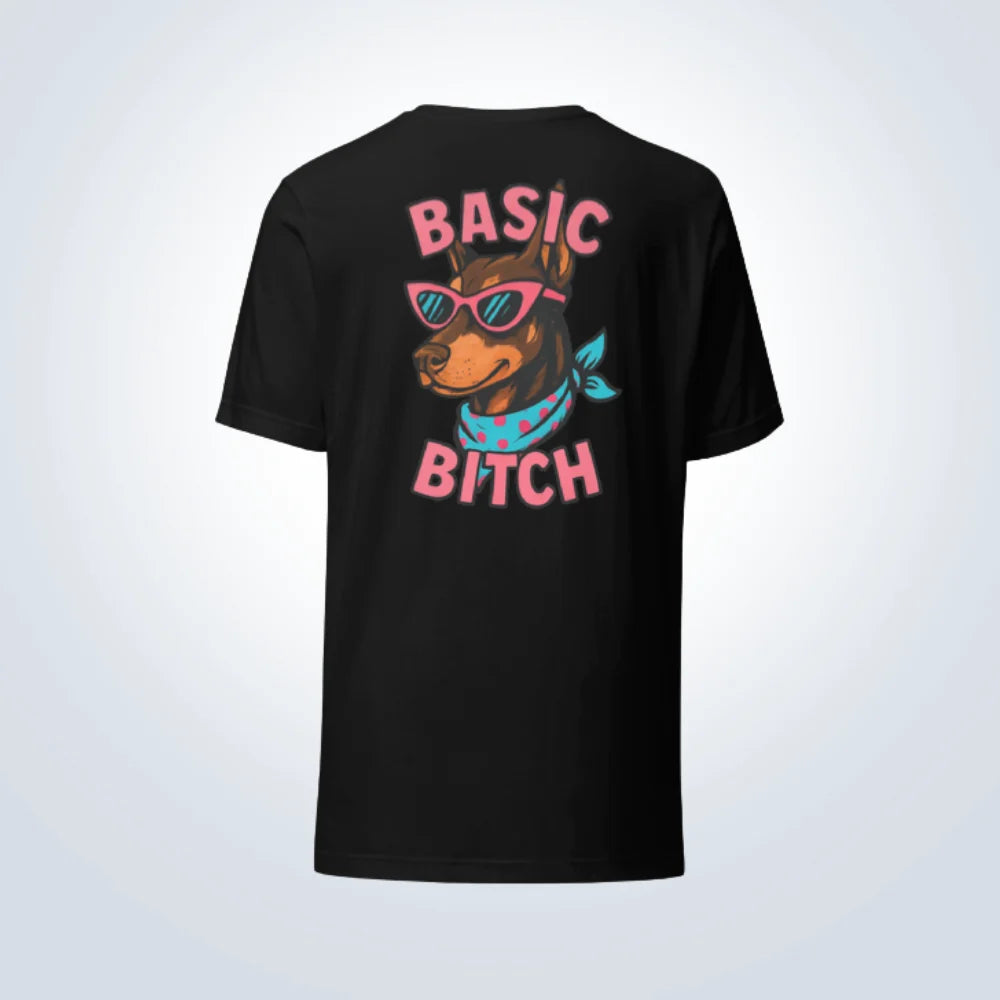 Basic Bitch Doberman T-Shirt – Black – Back View