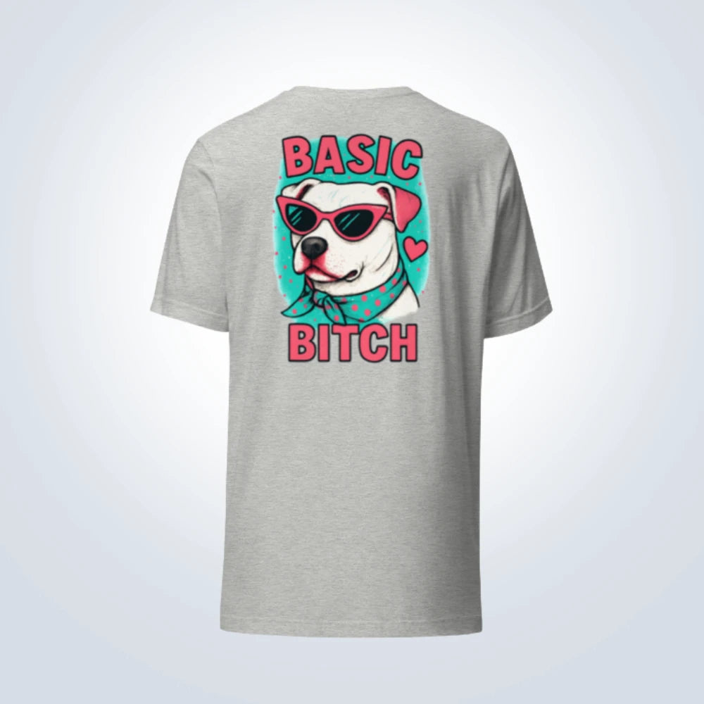 Basic Bitch Pitbull T-Shirt – Grey – Back View