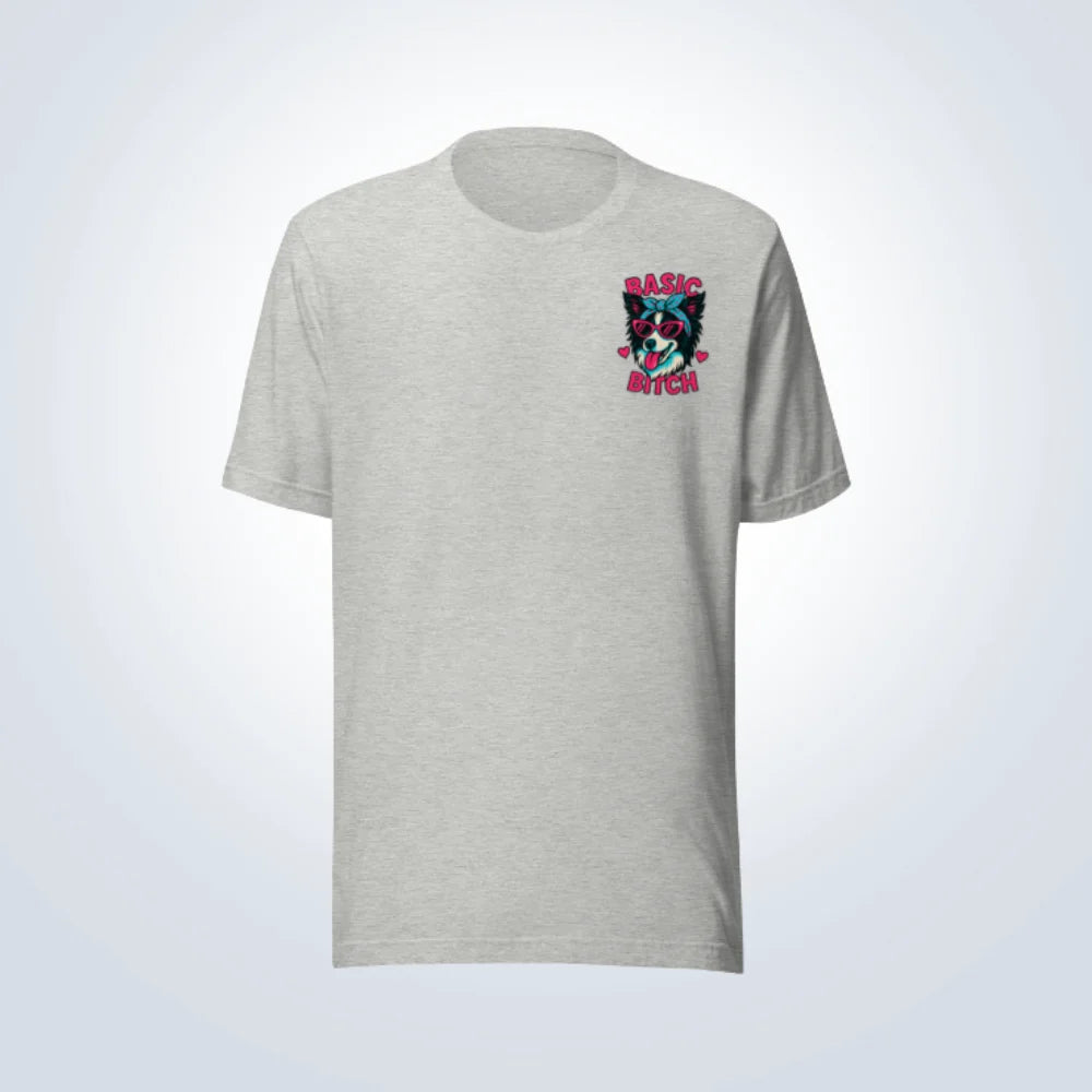 Basic Bitch Border Collie T-Shirt – Grey – Front View