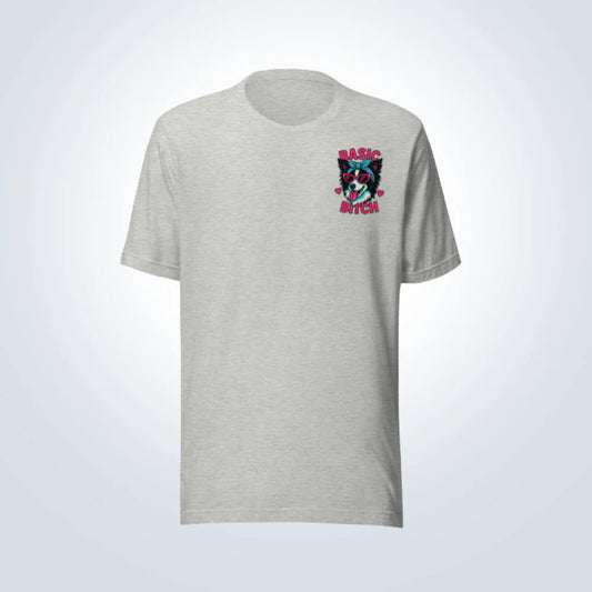 Basic Bitch Border Collie T-Shirt – Grey – Front View