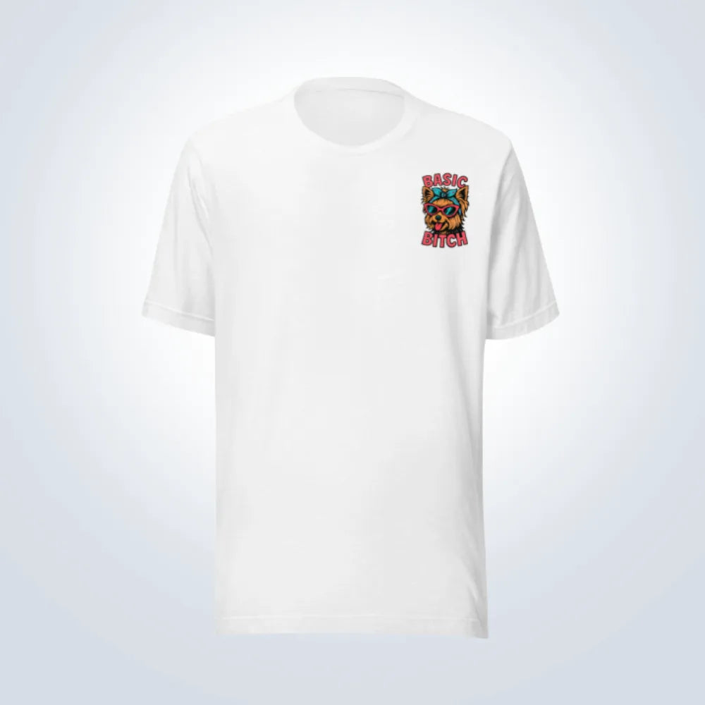 Basic Bitch Yorkshire Terrier T-Shirt – White – Front View