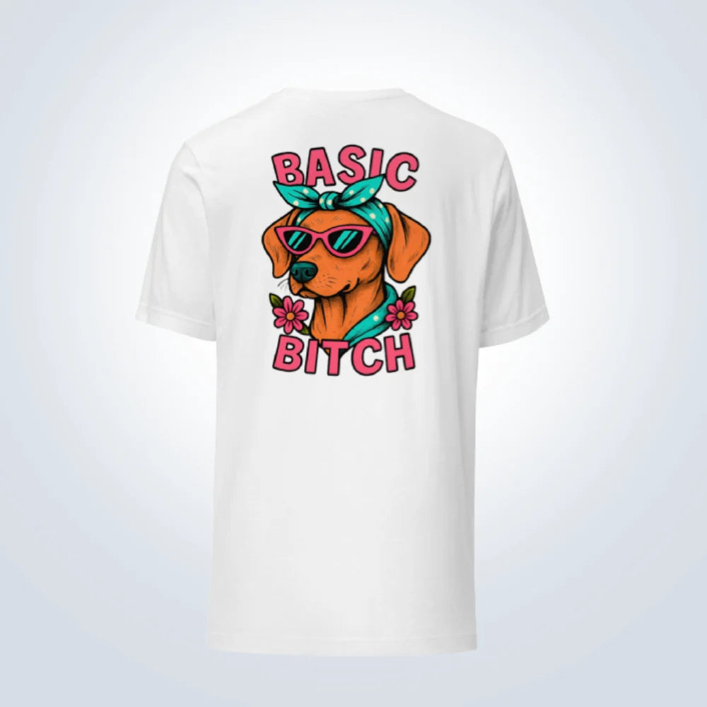 Basic Bitch Hungarian Vizsla T-Shirt – White – Back View