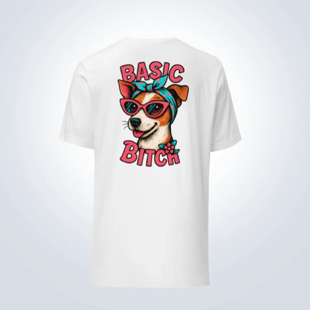 Basic Bitch Jack Russell T-Shirt – White – Back View