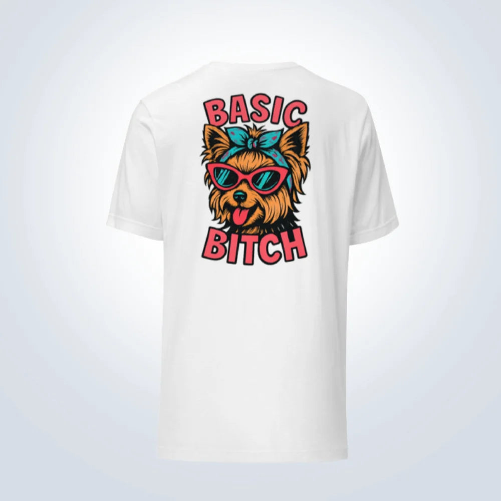 Basic Bitch Yorkshire Terrier T-Shirt – White – Back View