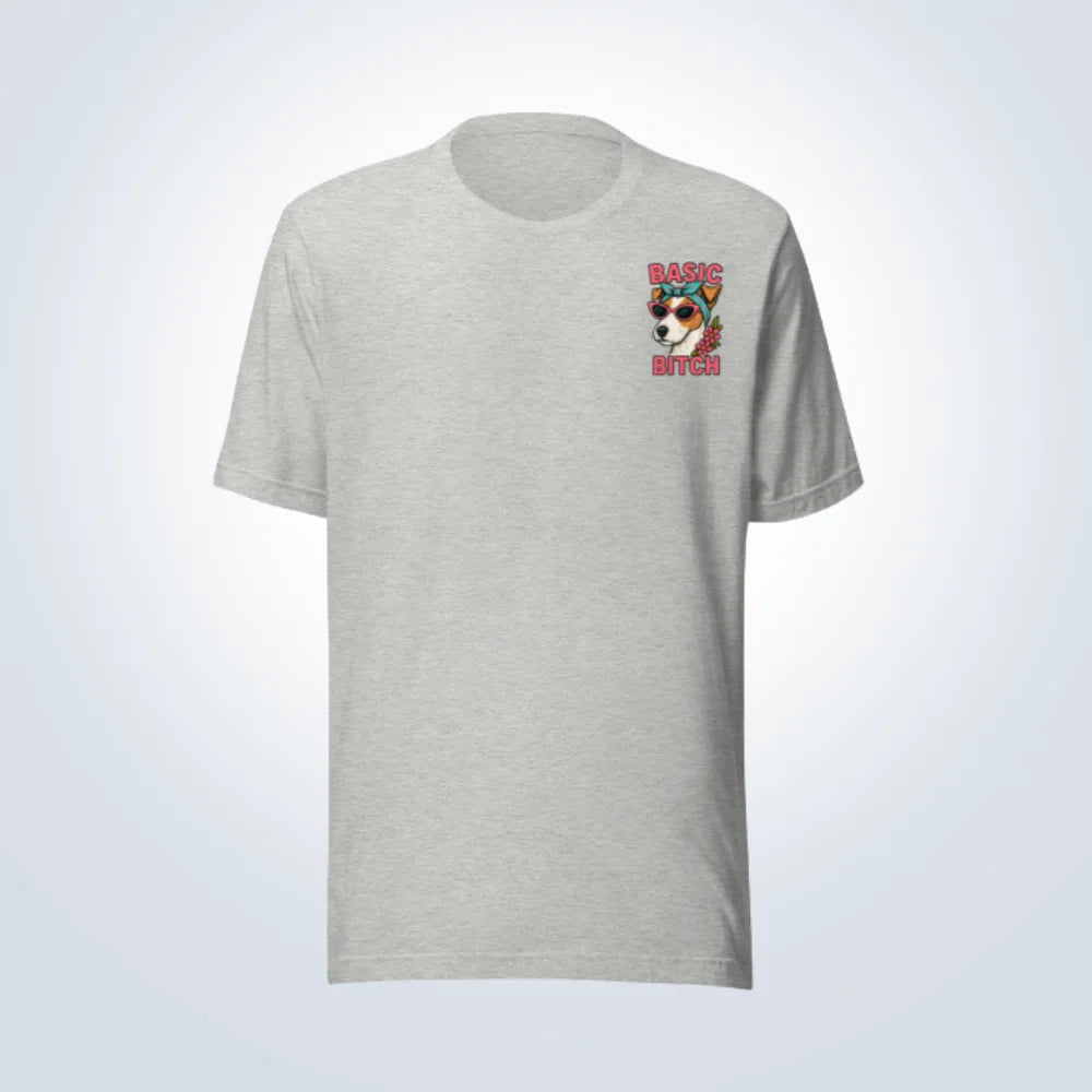 Basic Bitch Fox Terrier T-Shirt – Grey  – Front View