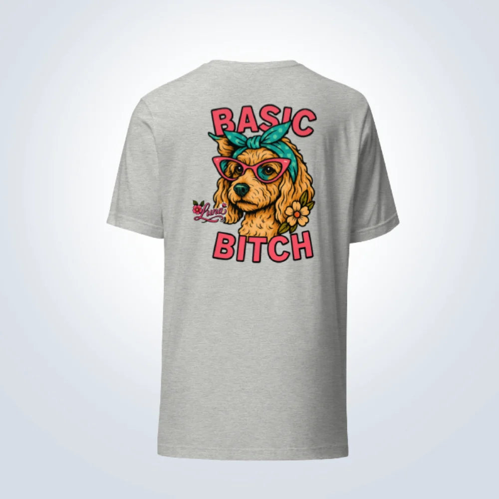 Basic Bitch Spoodle Personalised T-Shirt – Grey – Back View