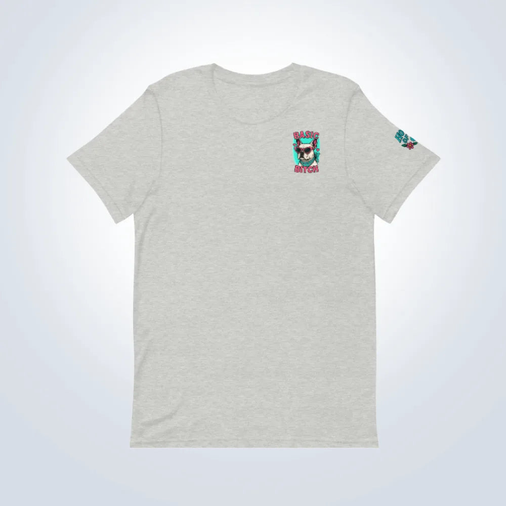 Basic Bitch French Bulldog T-Shirt – Grey – Front Flat lay