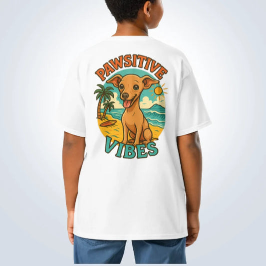 Pawsitive Vibes Italian Greyhound T-Shirt – White – Back View