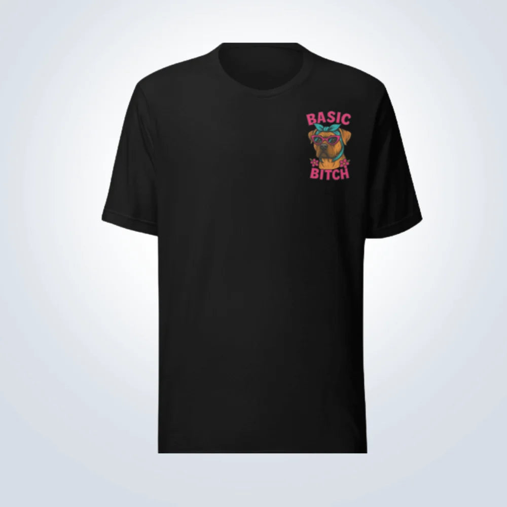 Basic Bitch Bull Mastiff T-Shirt – Black – Front View