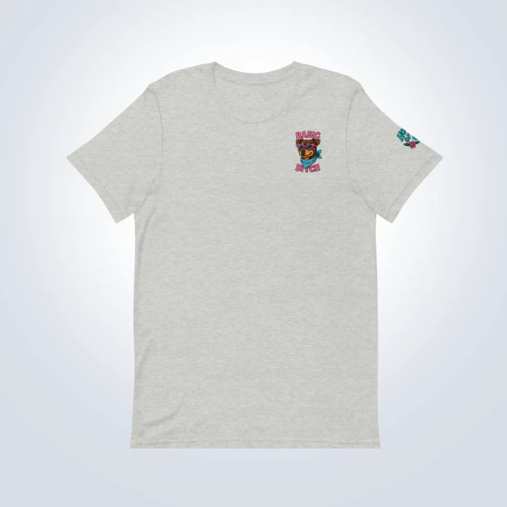 Basic Bitch Staffy T-Shirt – Grey – Front Flat lay